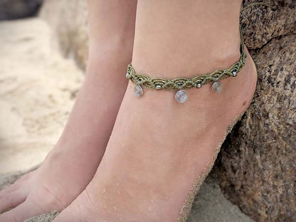 Macrame Brass Beads Anklet – Handmade Style