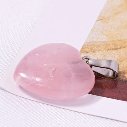 10mm Heart Shape Rose Quartz Gemstone Pendant Crafted By Hand 925 Sterling Silver Drill Set For Anniversary Gift's Women or Men Jewelry