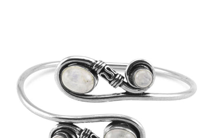 Adjustable Handmade Brass Bangle Size 8To10MM Round Shape Renewal Moonstone Bezel Set Bangle For Happy Birthday Gift For Women