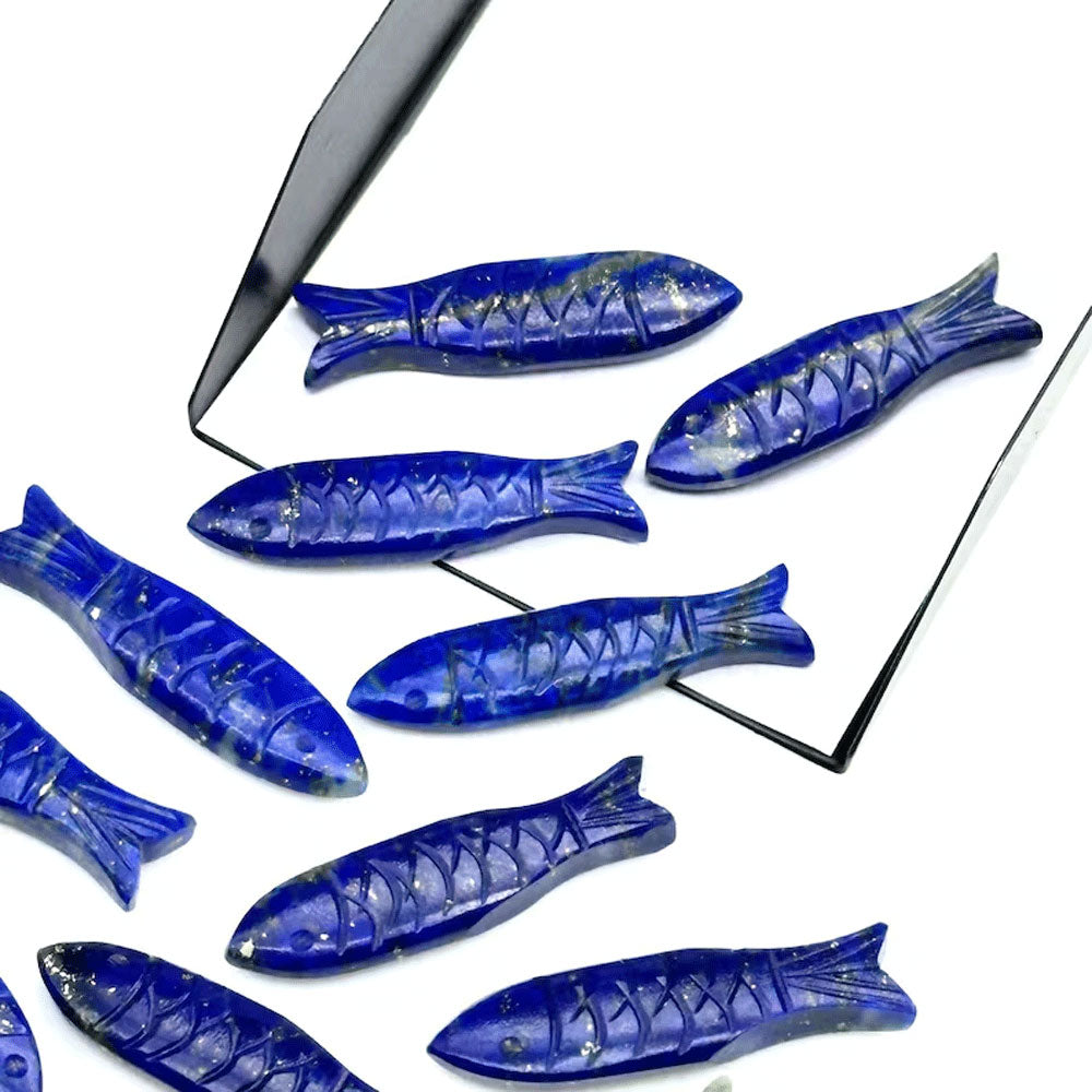 Handmade Carving Gemstone Fish Shape 20MM Lapis Lazuli Natural Carving Stone For Used Making Jewelry