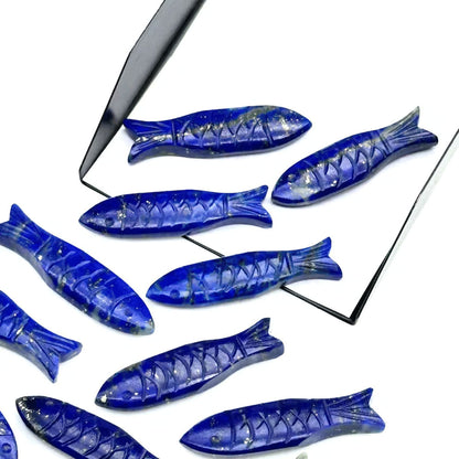Handmade Carving Gemstone Fish Shape 20MM Lapis Lazuli Natural Carving Stone For Used Making Jewelry