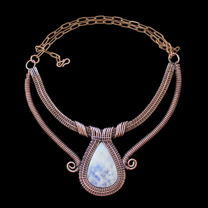 Handmade Wire Wrapped Brass Necklace Stone Size 25To30MM Pear Shape Bezel Set Necklace For Happy Birthday Gift For Women