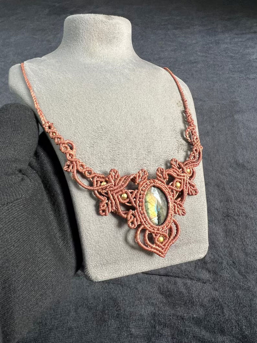 Handmade Labradorite Macramé Necklace | Hariom Creations
