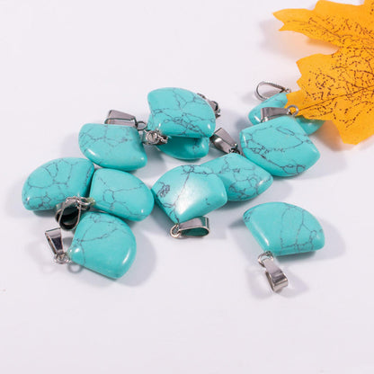 10mm Fan Shaped Natural Multi Color Gemstone Pendant Crafted By Hand 925 Sterling Silver Drill Set For Anniversary Gift's Women or Men Jewelry For Her