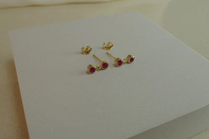 8MM Red Onyx Cut Gemstone Round Shape Stud Pair Earring Handmade Sterling Silver Earring For Women Girl Jewelry