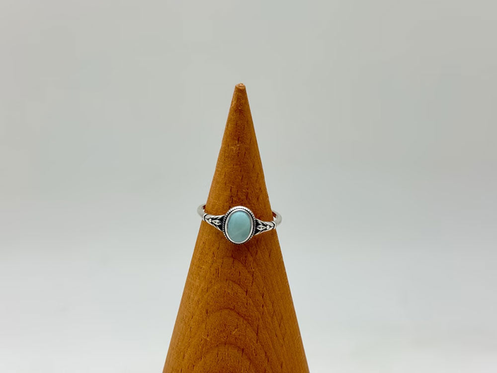 2025 Trendy Sterling Silver Rings 9X11MM Oval Shaped Larimar Gemstone Bezel Setting For Anniversary Gift Women or Men Jewelry For Her