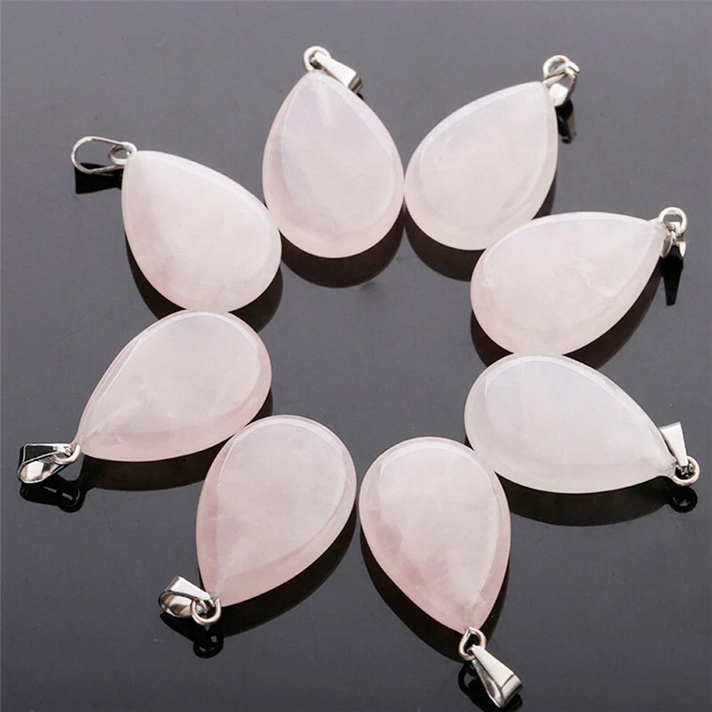 12mm Multiple Shaped Natural Rose Quartz Gemstone Pendant Handmade 925 Sterling Silver Drill Set For Anniversary Gift's Women or Men Jewelry For Her