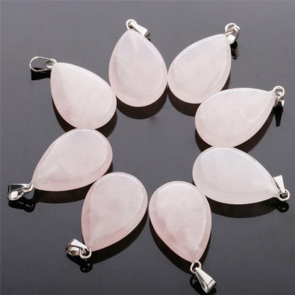 12mm Multiple Shaped Natural Rose Quartz Gemstone Pendant Handmade 925 Sterling Silver Drill Set For Anniversary Gift's Women or Men Jewelry For Her