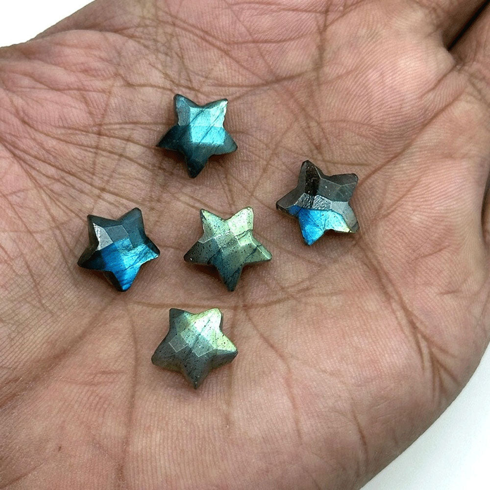 Handmade Carving Gemstone Star Shape 12MM Labradorite Natural Carving Stone For Used Making Jewelry