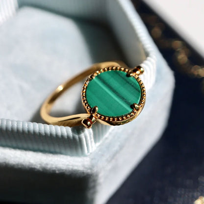 2025 Trendy Crafted By Hand Sterling Silver Adjustable Rings 10MM Round Shaped Malachite Gemstone Bezel Setting For Anniversary Gift Women or Men Jewelry For Her
