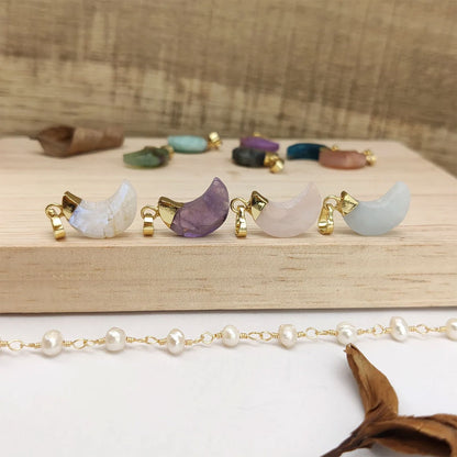 Trendy 2025 Half Moon Shape 8mm Crafted By Hand 925 Sterling Silver Pendant Jewelry Multi Color Gemstone Pendant Bezel Setting For Anniversary Gift's Women or Men Jewelry For Her