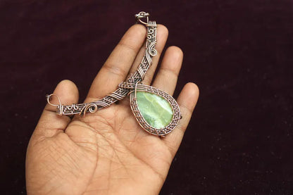 Handmade Wire Wrapped Brass Necklace Stone Size 25To30MM Pear Shape Agate Stone Bezel Set Necklace For Happy Birthday Gift For Women