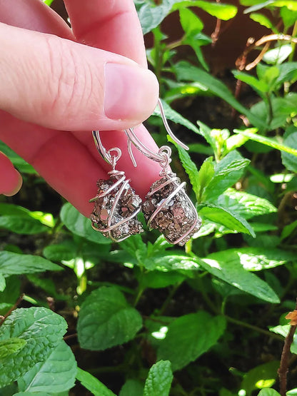 Handmade Metal Wire Wrapped Dangle Pair Earrings Druzy Gemstone Stone Size 15To20MM Raw Shape Wire Wrapped Setting Earring Foe Women's Gift Jewelry