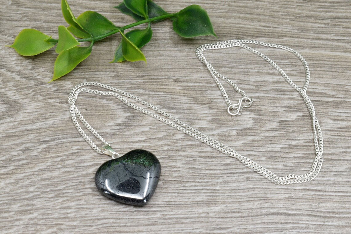 2025 Trendy Heart Shape 10mm Crafted By Hand 925 Sterling Silver Pendant With Chain Necklace Jewelry Hematite Gemstone Pendant Bezel Setting For Anniversary Gift's Women or Men Jewelry