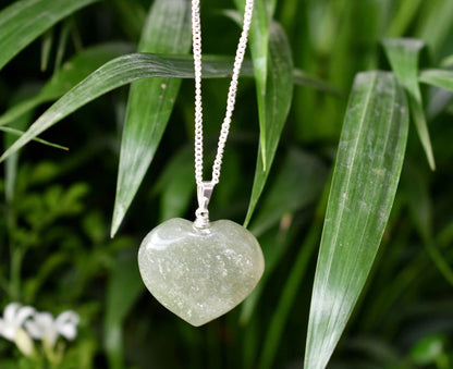 2025 Trendy Heart Shape 10mm Crafted By Hand 925 Sterling Silver Pendant With Chain Necklace Jewelry Green Fluorite Gemstone Pendant Bezel Setting For Anniversary Gift's Women or Men Jewelry