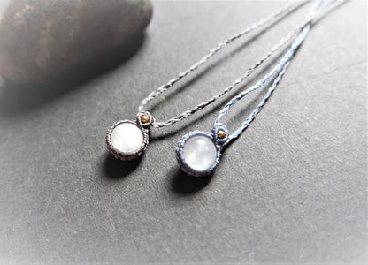 Natural Moonstone Macrame Pendants | Pastel Boho Jewelry