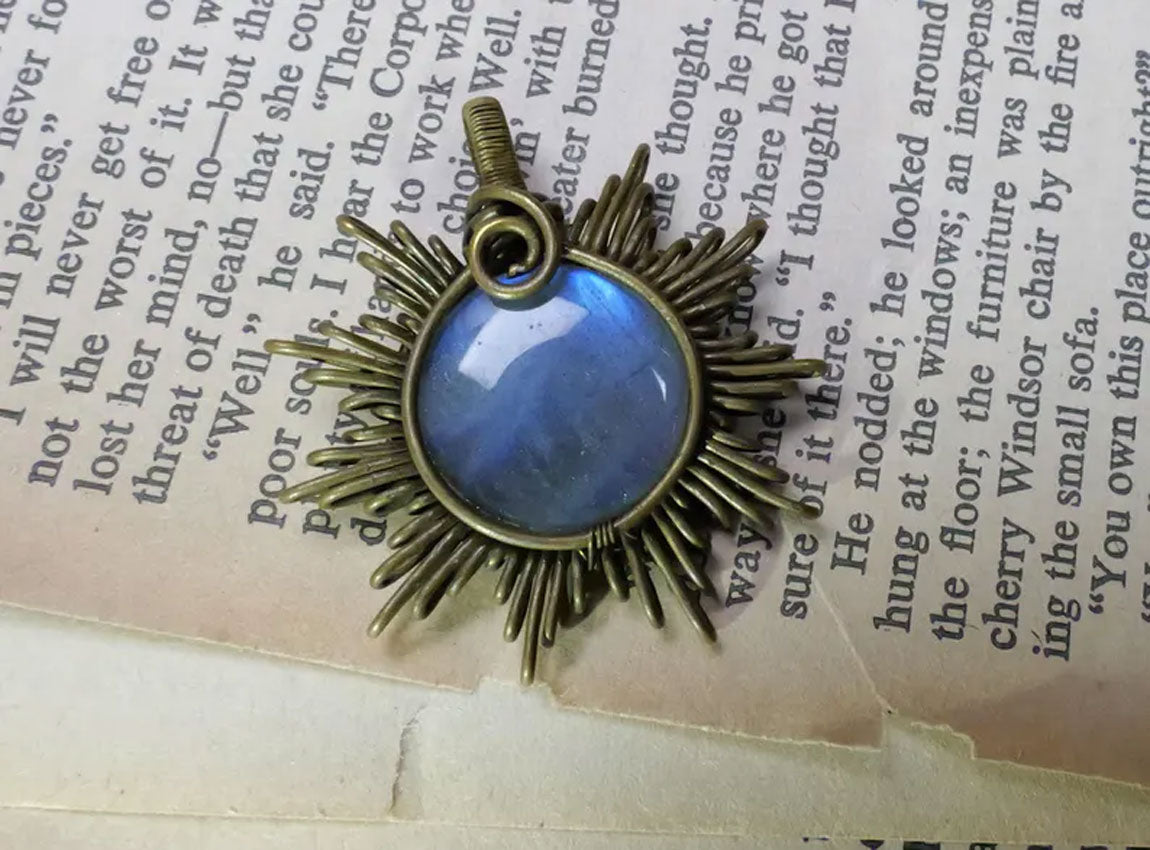 Handmade Brass Wire Wrapped Pendant Pear Shape 15MM Moonstone Pendant For Anniversary Gift for Wife Jewelry