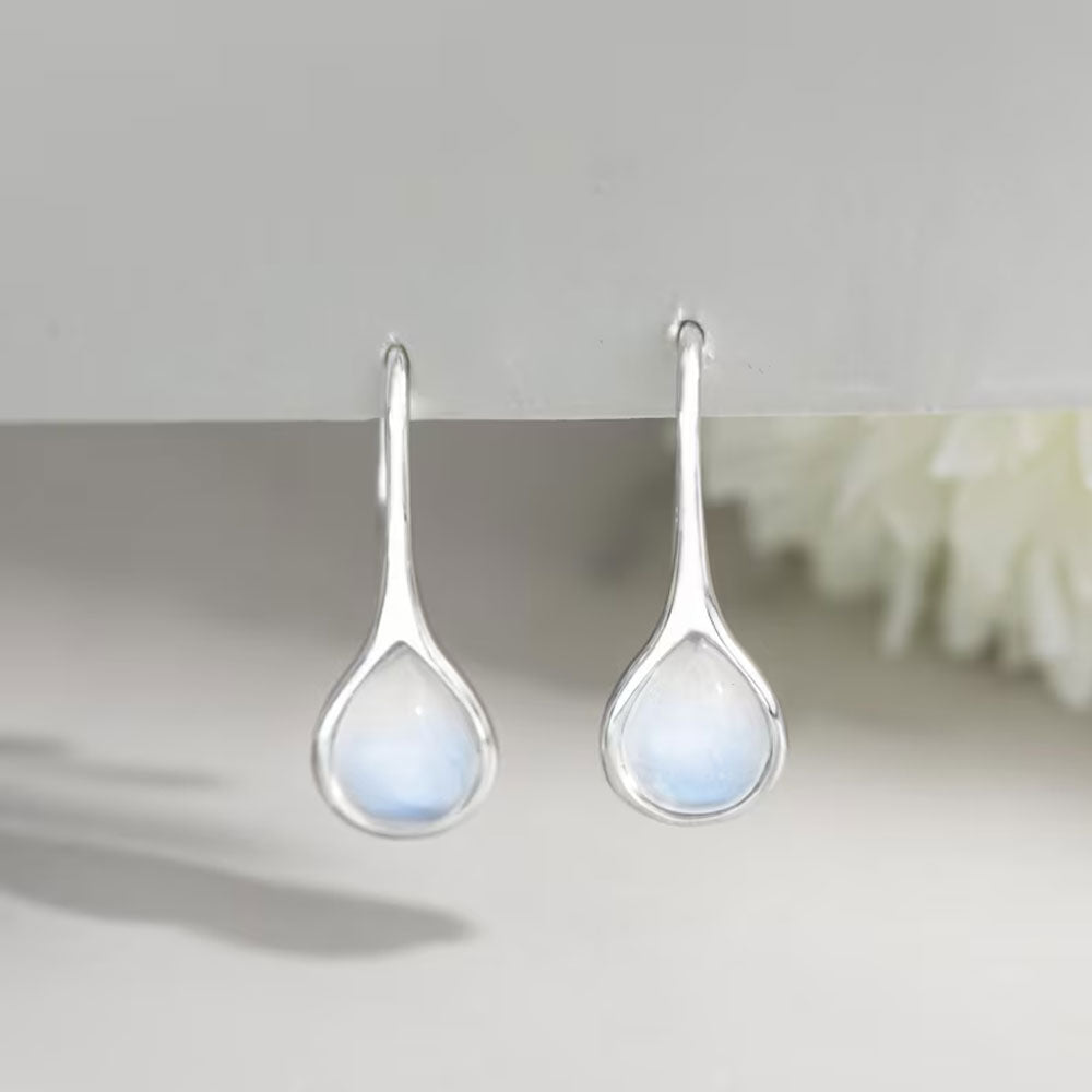Natural Larimar Silver Dangle Earrings Handmade