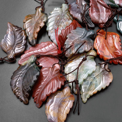 Handmade Carving Gemstone Leaf Shape 15To25MM Natural Mix Carving Stone For Used Making Jewelry