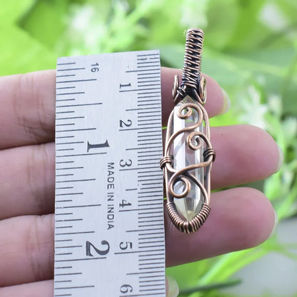 Awesome Handmade Copper/Brass Wire Wrapped Pendant Pencil Shape 25To30MM Crystal Stone Pendant For Anniversary Gift for Wife Jewelry