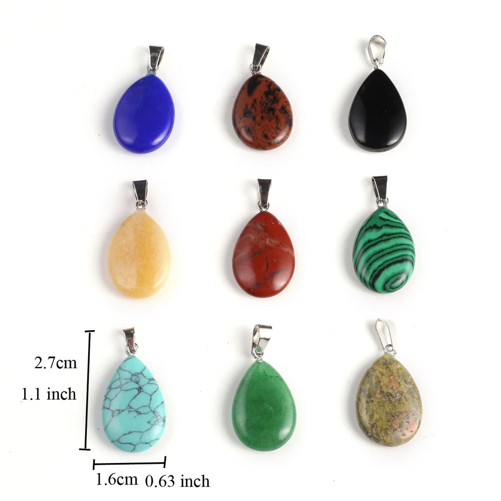 Pear Shape Pendant 9X12mm Multi Color Gems Pendant 925 Sterling Silver Pendant Drilled Set Anniversary Gift's Women and girl Jewelry For Her