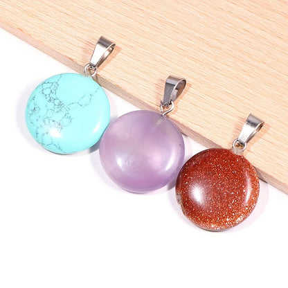 10mm Round Shape Multi Color Gemstone Pendant Crafted By Hand 925 Sterling Silver Drill Set For Anniversary Gift's Women or Men Jewelry