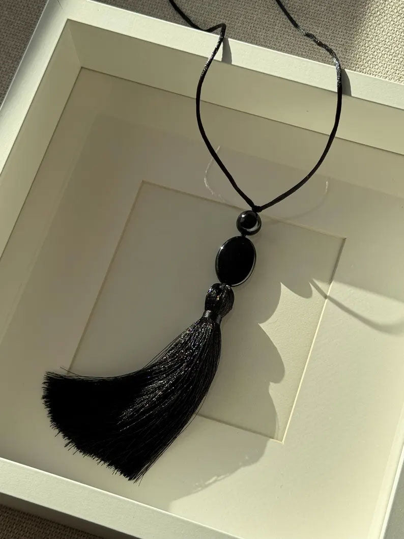 Black Tassel Necklace | Handmade Fashion Jewelry - Hari Om Creations