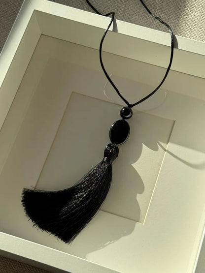 Black Tassel Necklace | Handmade Fashion Jewelry - Hari Om Creations