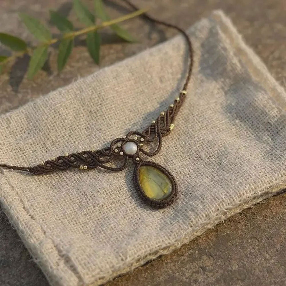 Handmade Labradorite Macramé Necklace | Hariom Creations