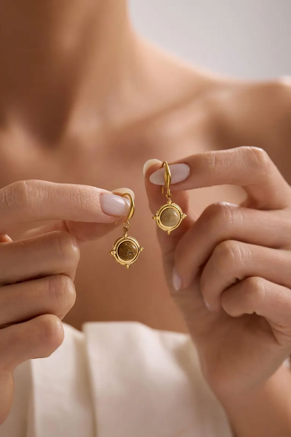 Vintage Style Gemstone Drop Earrings | Artisan Gold Jewelry