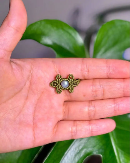 Green Macrame Labradorite Statement Ring | Hari Om Creations