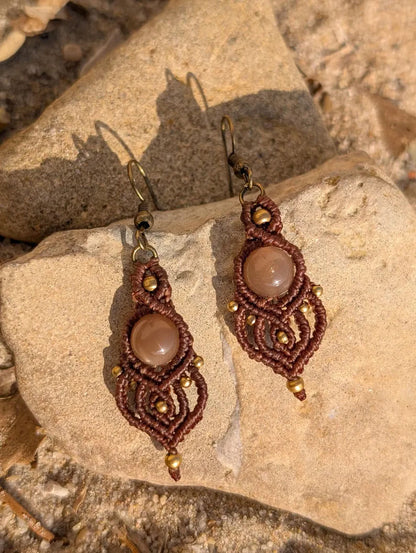 Amethyst Macrame Drop Earrings | Hari Om Creations