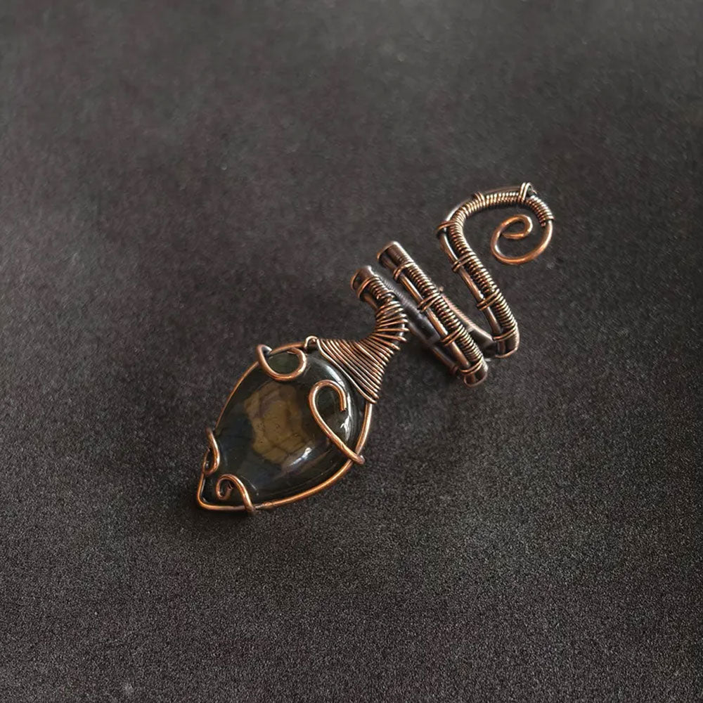Adjustable Handmade Wire Wrapped Brass Ring Size 10To15 Pear Shape Labradorite Stone Bezel Set Ring For Happy Birthday Gift For Women