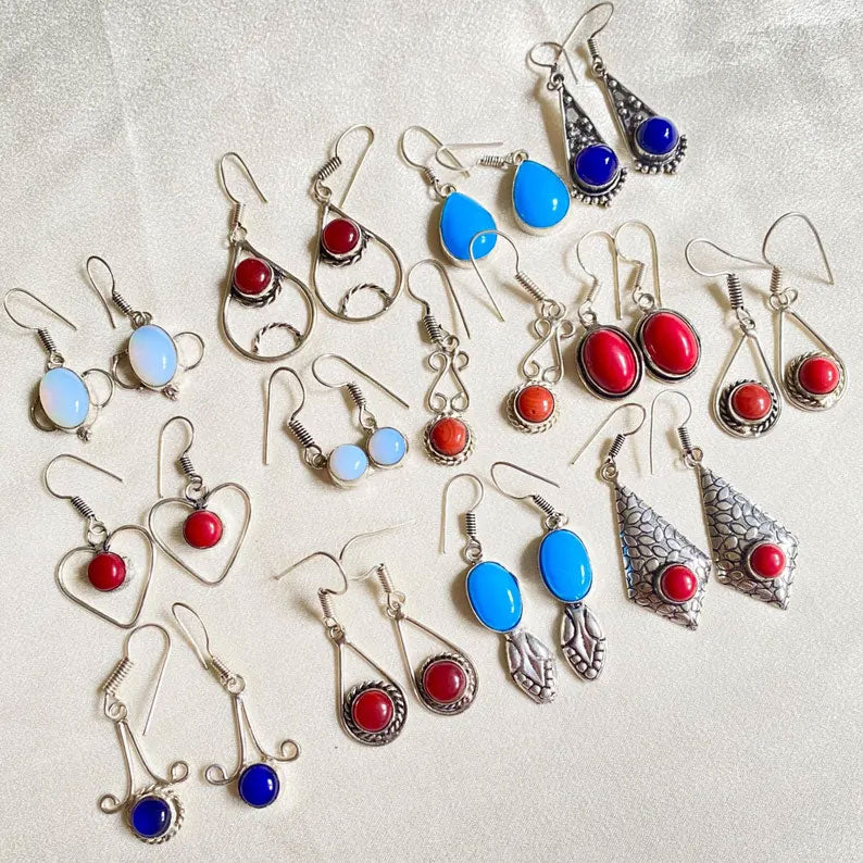 Stylish Handmade Brass Dangle Earrings with Mix Stone