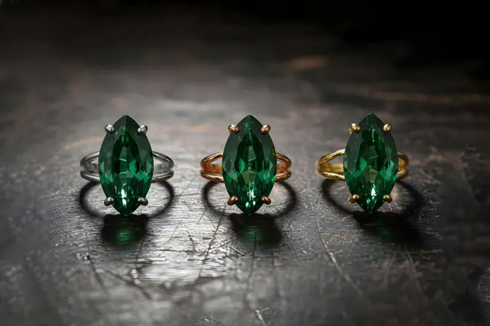Handmade Brass Ring Apatite Hydro Gemstone 8X15mm