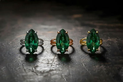 Handmade Brass Ring Apatite Hydro Gemstone 8X15mm