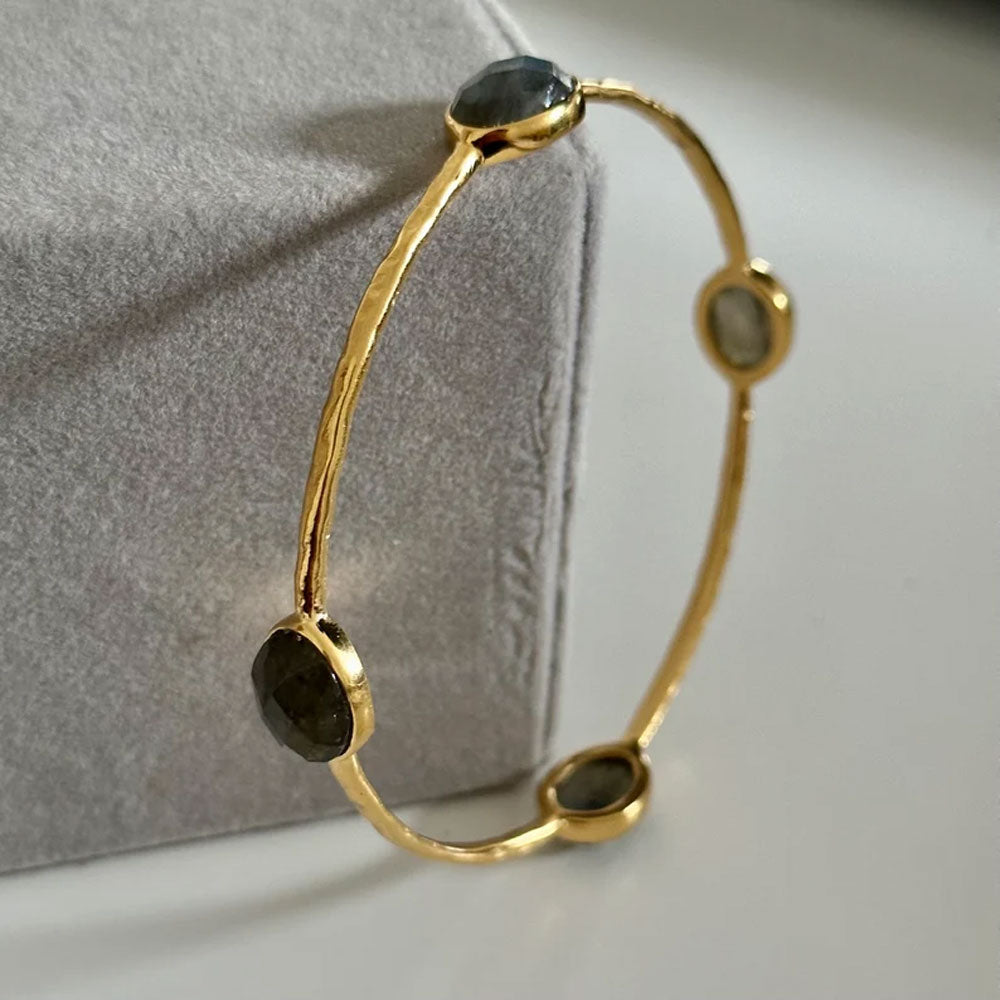 Adjustable Handmade Wire Wrapped Brass Bangle Size 10MM Round Shape White Pearl Gemstone Bezel Set Bangle For Happy Birthday Gift For Women