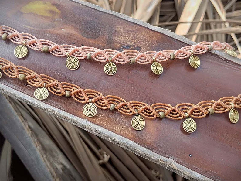 Macrame Brass Beads Anklet – Handmade Style