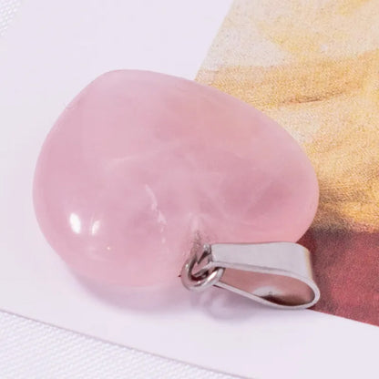 10mm Heart Shape Rose Quartz Gemstone Pendant Crafted By Hand 925 Sterling Silver Drill Set For Anniversary Gift's Women or Men Jewelry