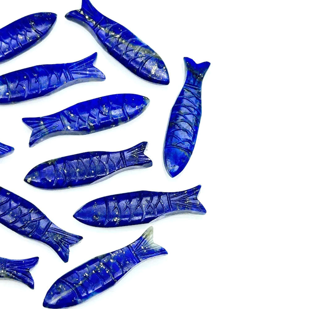 Handmade Carving Gemstone Fish Shape 20MM Lapis Lazuli Natural Carving Stone For Used Making Jewelry