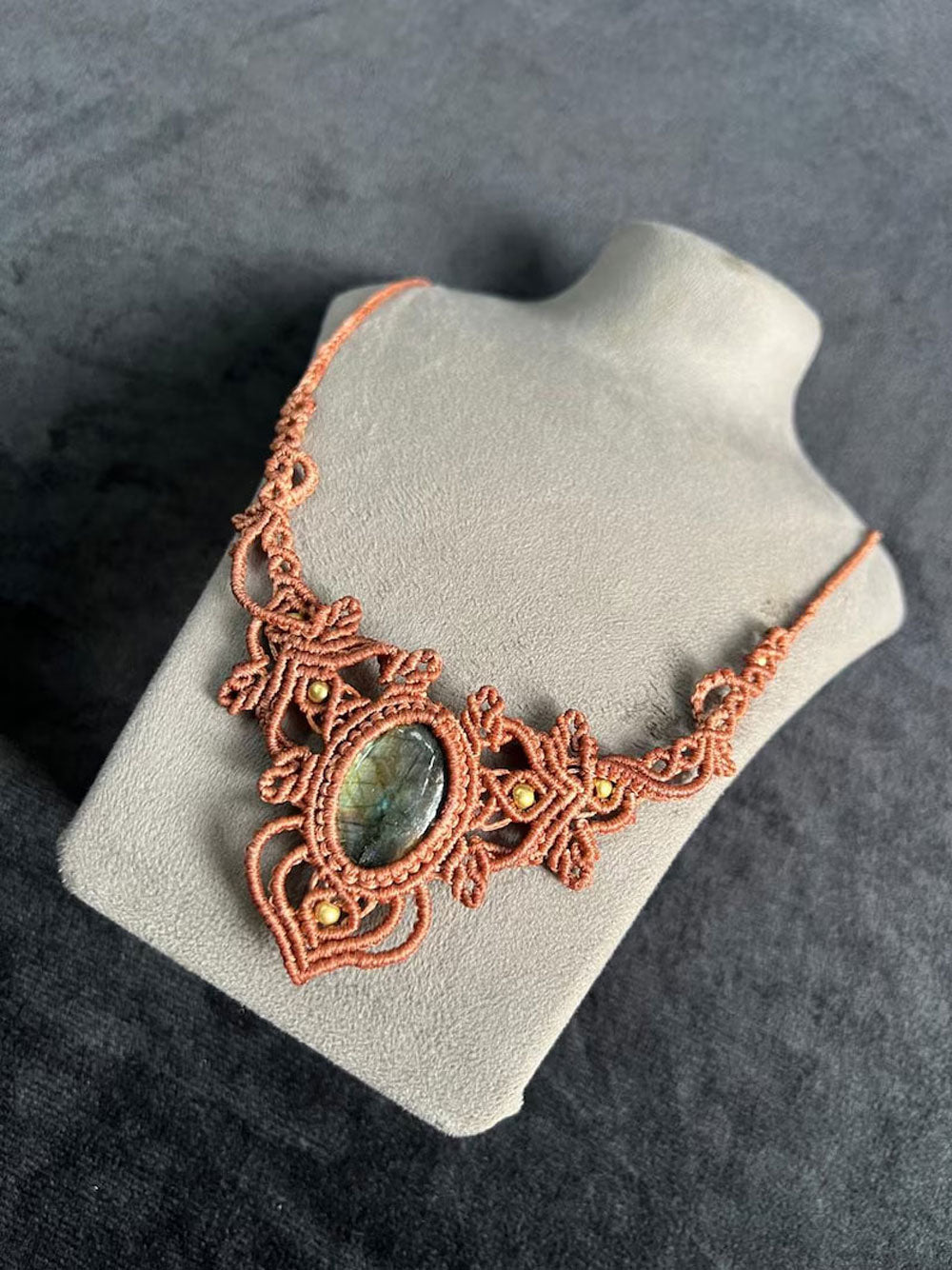 Handmade Labradorite Macramé Necklace | Hariom Creations