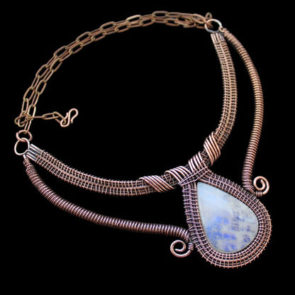 Handmade Wire Wrapped Brass Necklace Stone Size 25To30MM Pear Shape Bezel Set Necklace For Happy Birthday Gift For Women