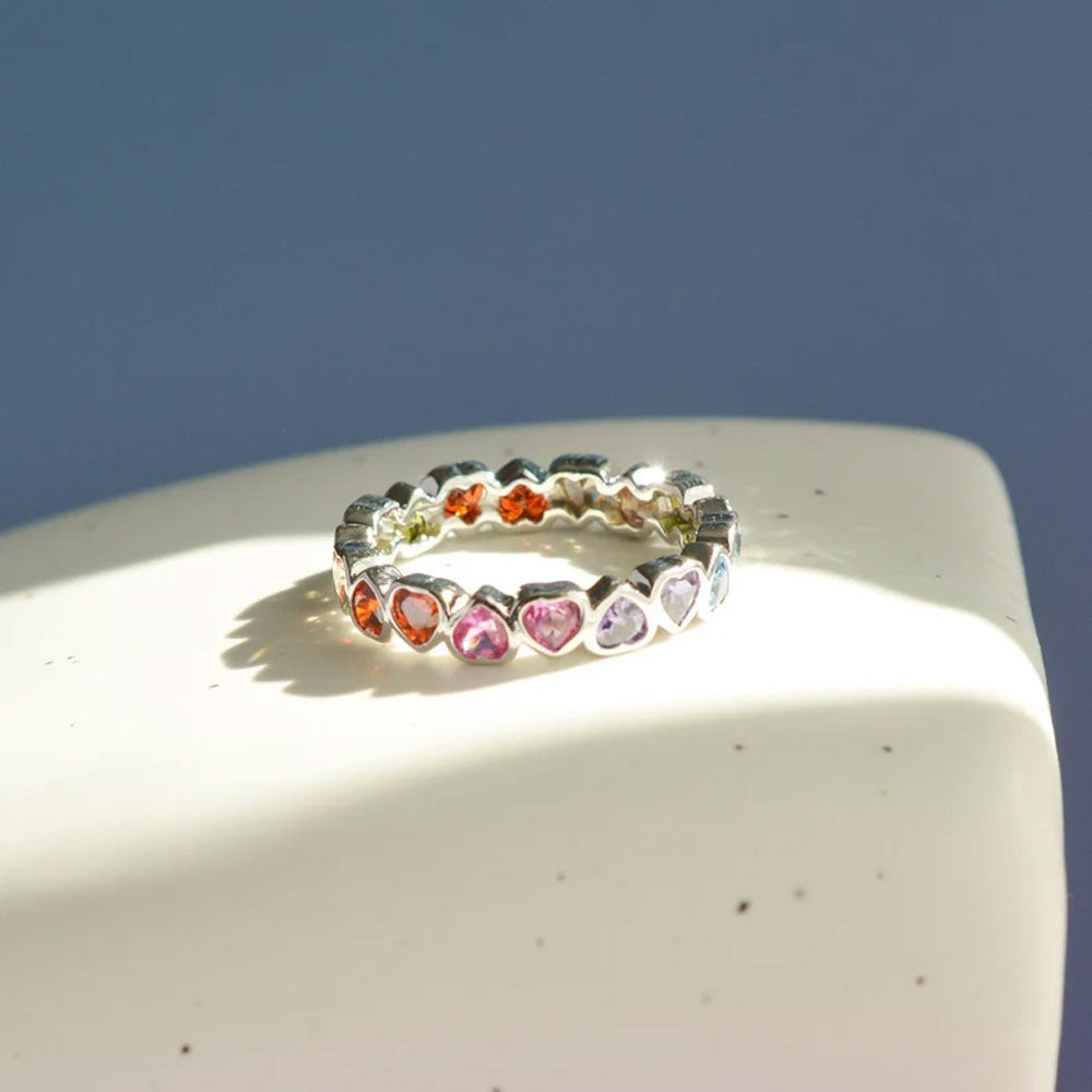 Trendy 925 Sterling Silver Gold Plated Gems Rings 3To5MM Handmade Garnet Quartz Stone Heart Shape Bezel Set Ring For Her Jewelry