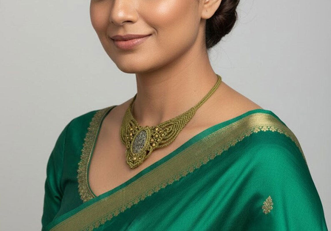 Statement Moss Agate Macramé Choker | Hariom Creations