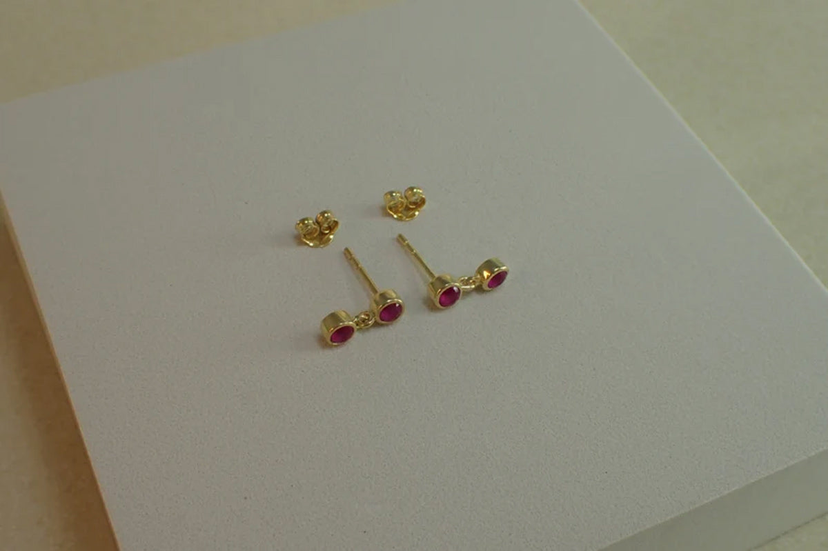 8MM Red Onyx Cut Gemstone Round Shape Stud Pair Earring Handmade Sterling Silver Earring For Women Girl Jewelry