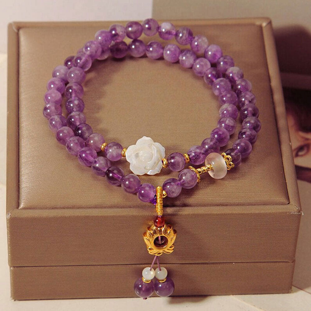 Handmade Brass 8MM Amethyst Hydro Bracelet | Hari Om Creations