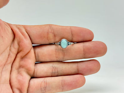 2025 Trendy Sterling Silver Rings 9X11MM Oval Shaped Larimar Gemstone Bezel Setting For Anniversary Gift Women or Men Jewelry For Her