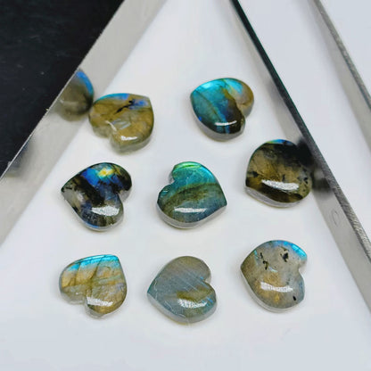 Handmade Carving Gemstone Heart Shape 15MM Labradorite Natural Carving Stone For Used Making Jewelry