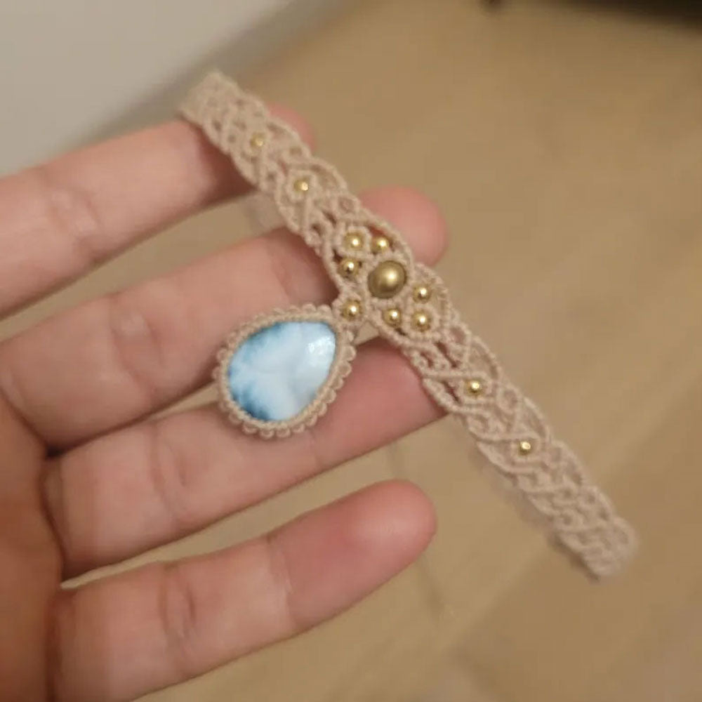 Larimar Gemstone Macramé Choker Necklace | Hariom Creations