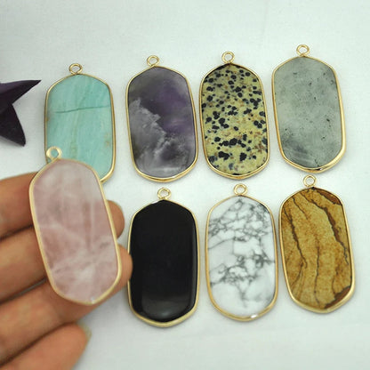 10X20MM Hexagon Shape Pendant Multi Color Black Onyx Gems Pendant 925 Sterling Silver Gold Plated Pendant Drilled Set Anniversary Gift's Women and girl Jewelry For Her